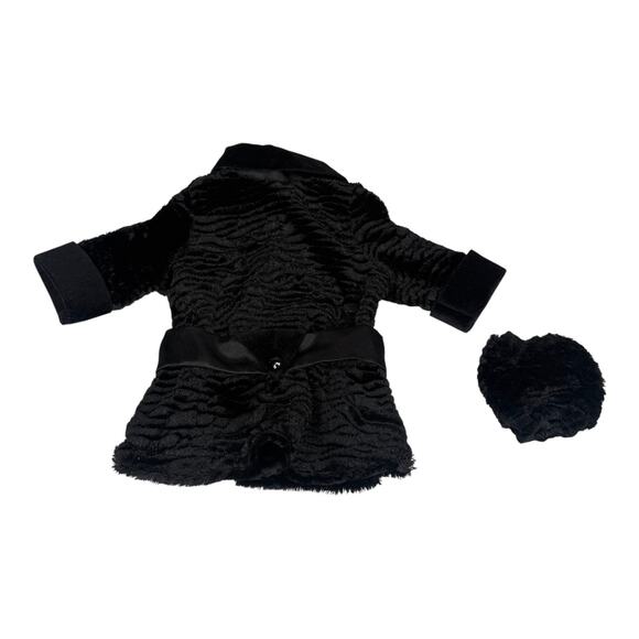 American Girl Rebecca Winter Coat & Muff Black Faux Fur Holiday Jacket Set Box - Picture 6 of 9